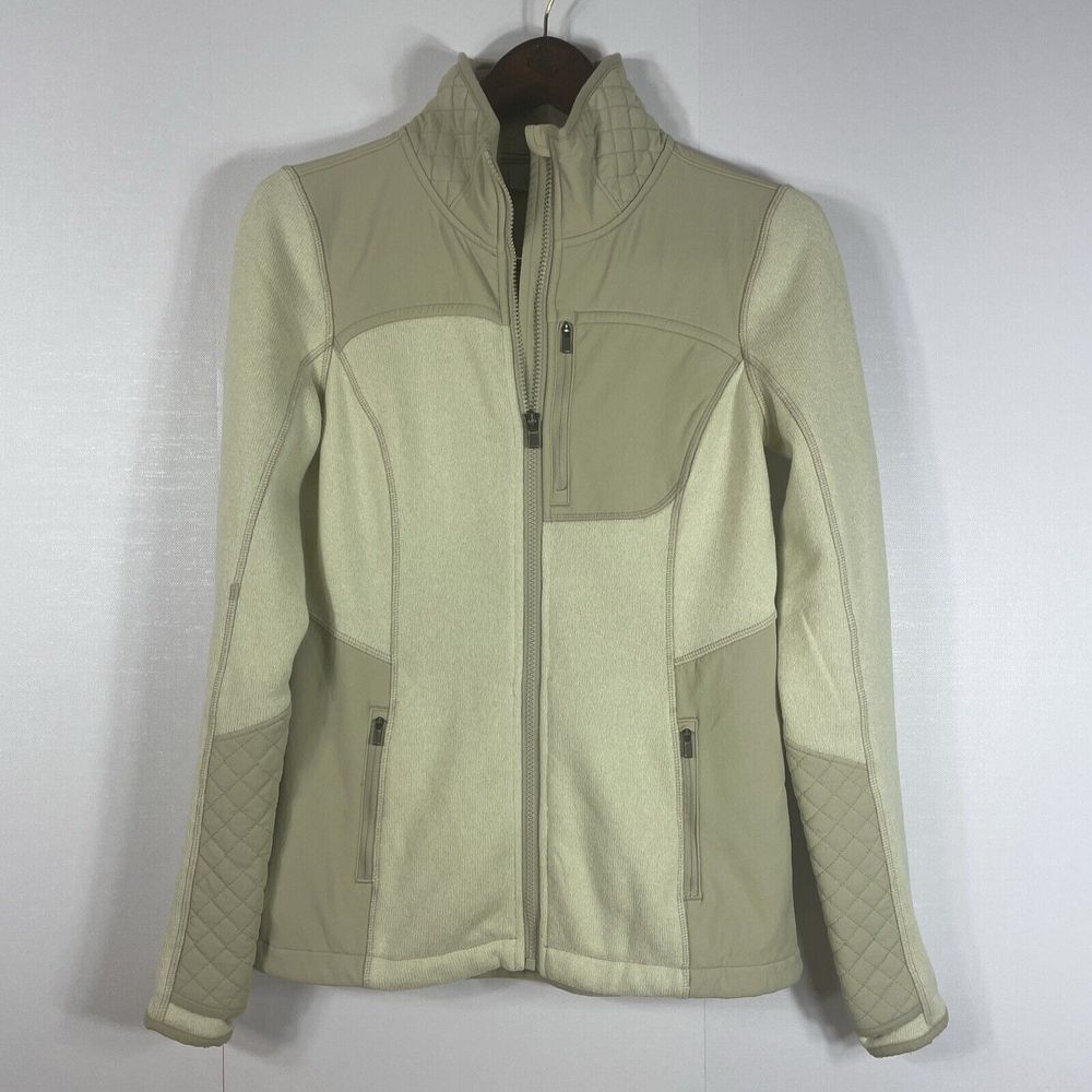 ATHLETA Truckee Womens Quilted Beige‎ Sandcastle Heather Jacket Zip Size Small